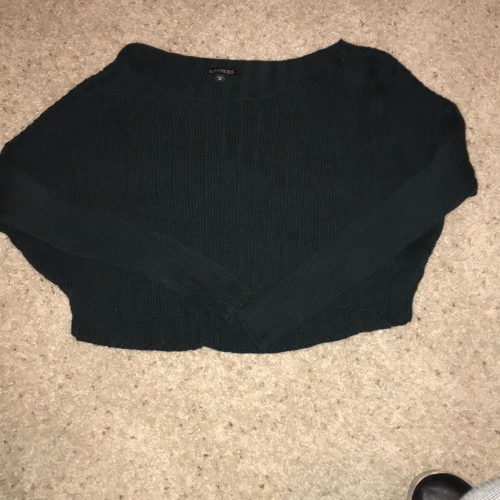 EXPRESS Forrest green cropped sweater